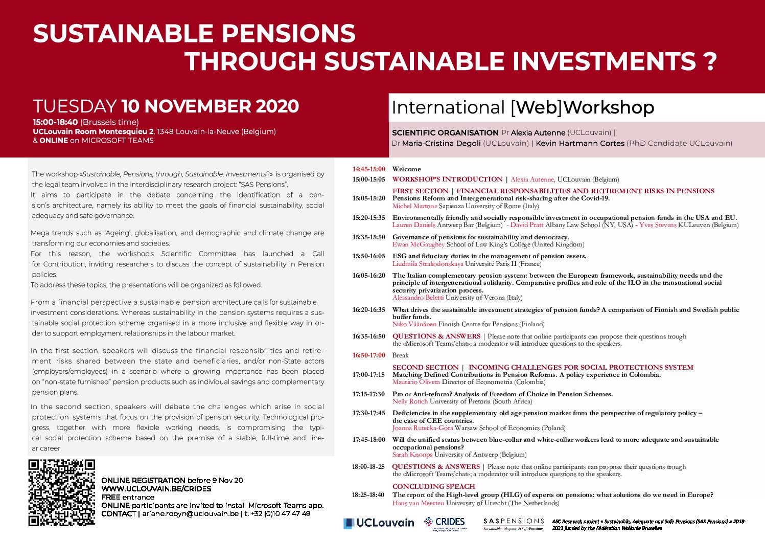 Web Workshop – Sustainable Pensions through Sustainable Investments?